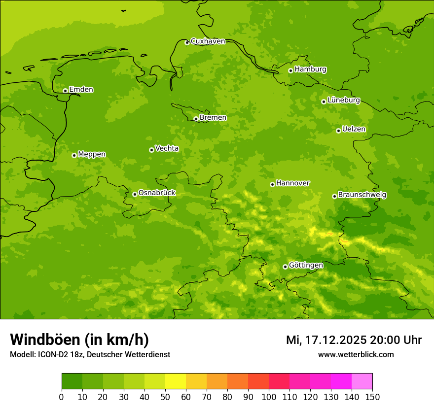 Modellkarten Windgeschwindigkeit