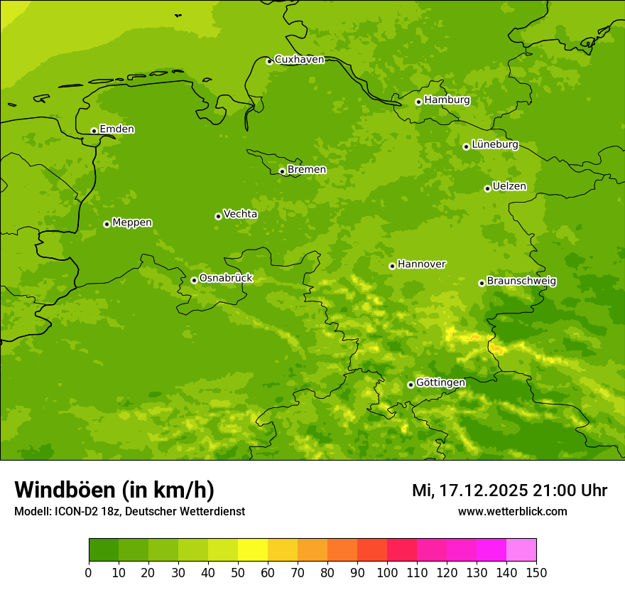 Modellkarten Windgeschwindigkeit