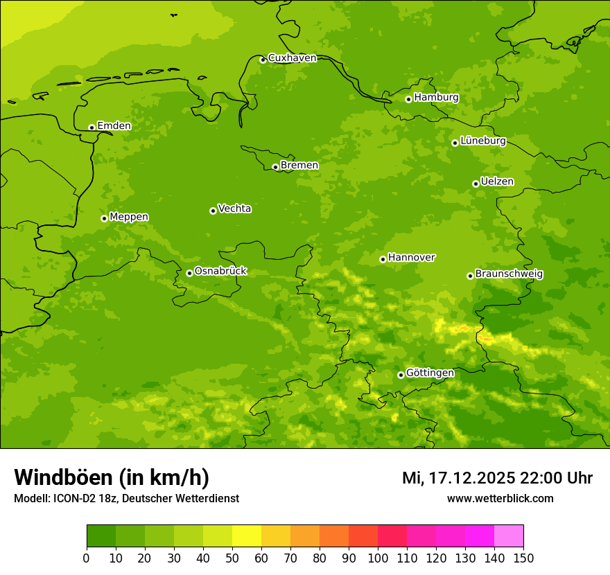 Modellkarten Windgeschwindigkeit