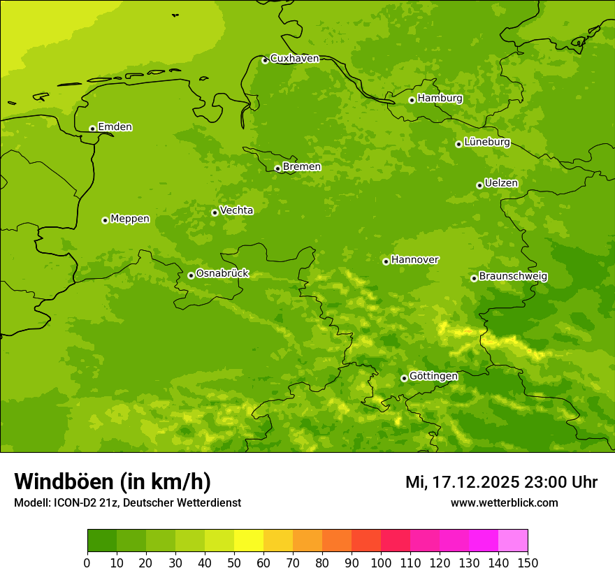 Modellkarten Windgeschwindigkeit
