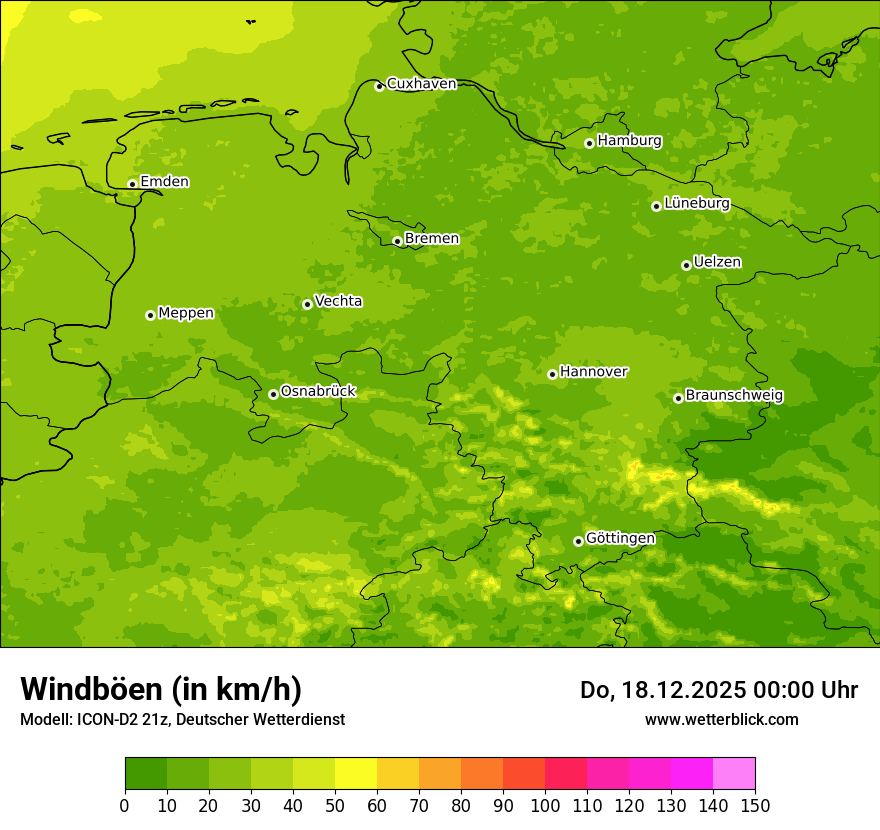 Modellkarten Windgeschwindigkeit