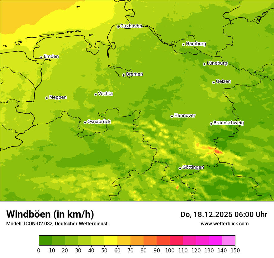 Modellkarten Windgeschwindigkeit