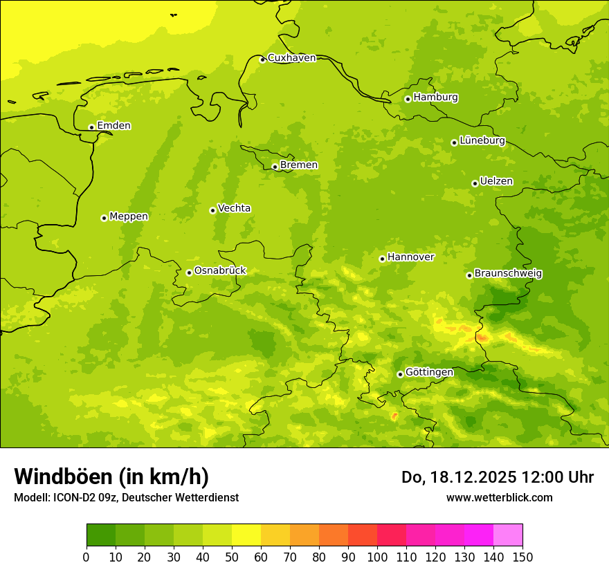 Modellkarten Windgeschwindigkeit