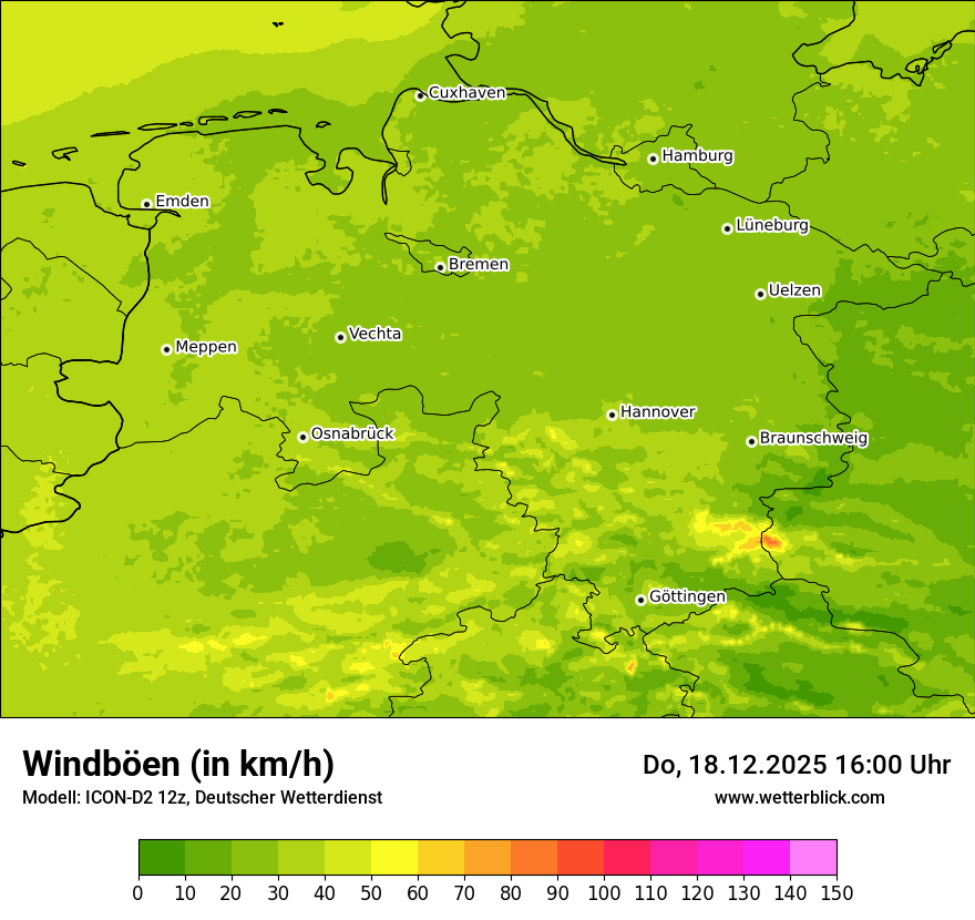 Modellkarten Windgeschwindigkeit