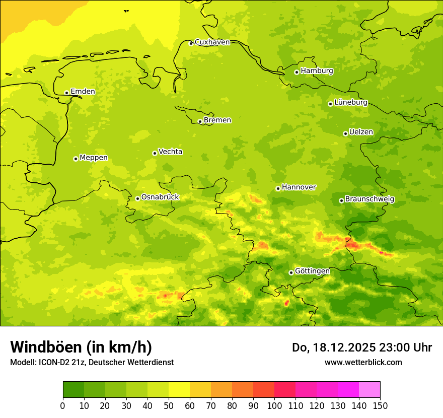 Modellkarten Windgeschwindigkeit