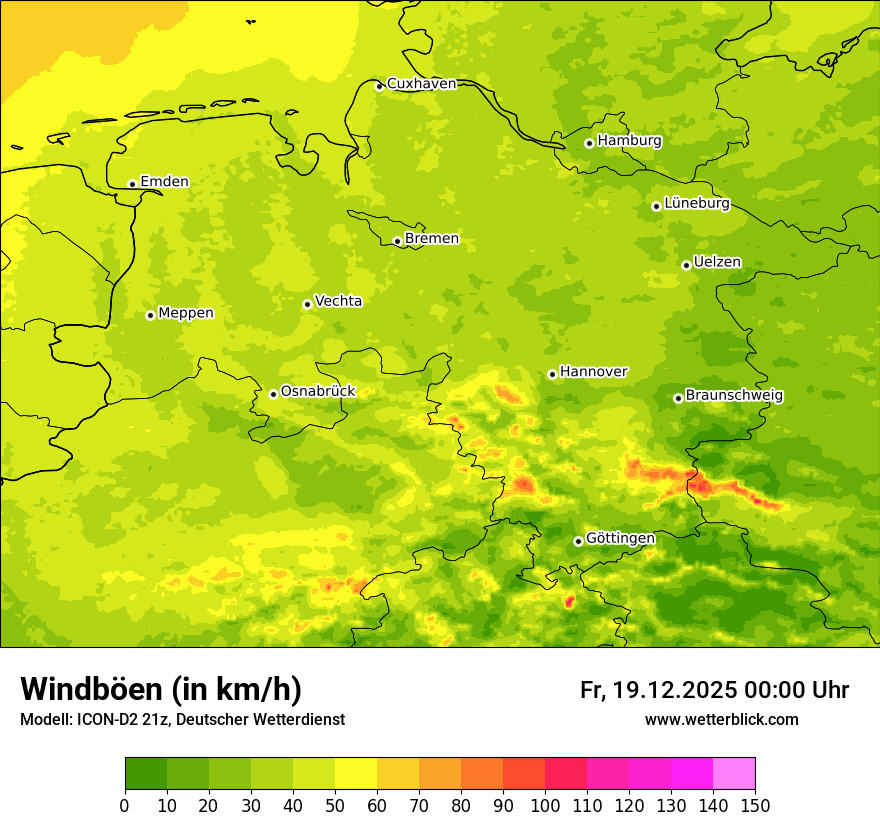 Modellkarten Windgeschwindigkeit