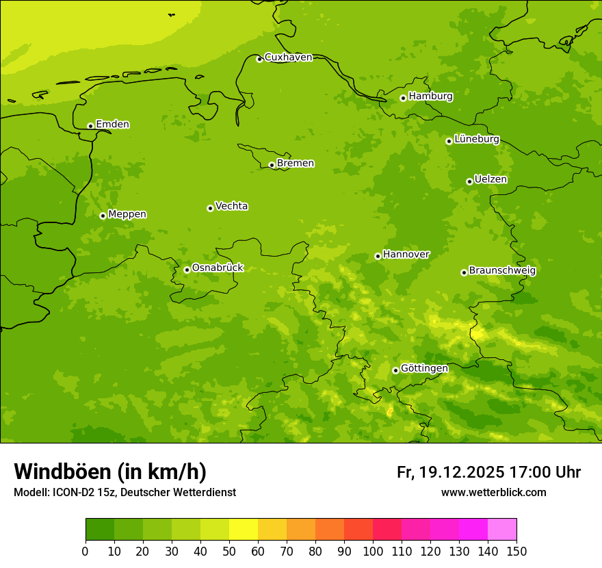 Modellkarten Windgeschwindigkeit