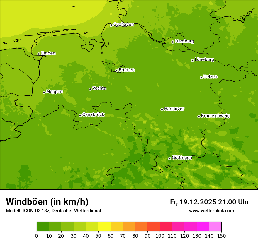 Modellkarten Windgeschwindigkeit
