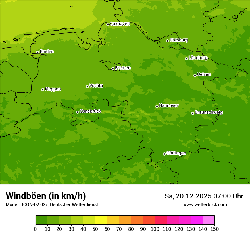 Modellkarten Windgeschwindigkeit