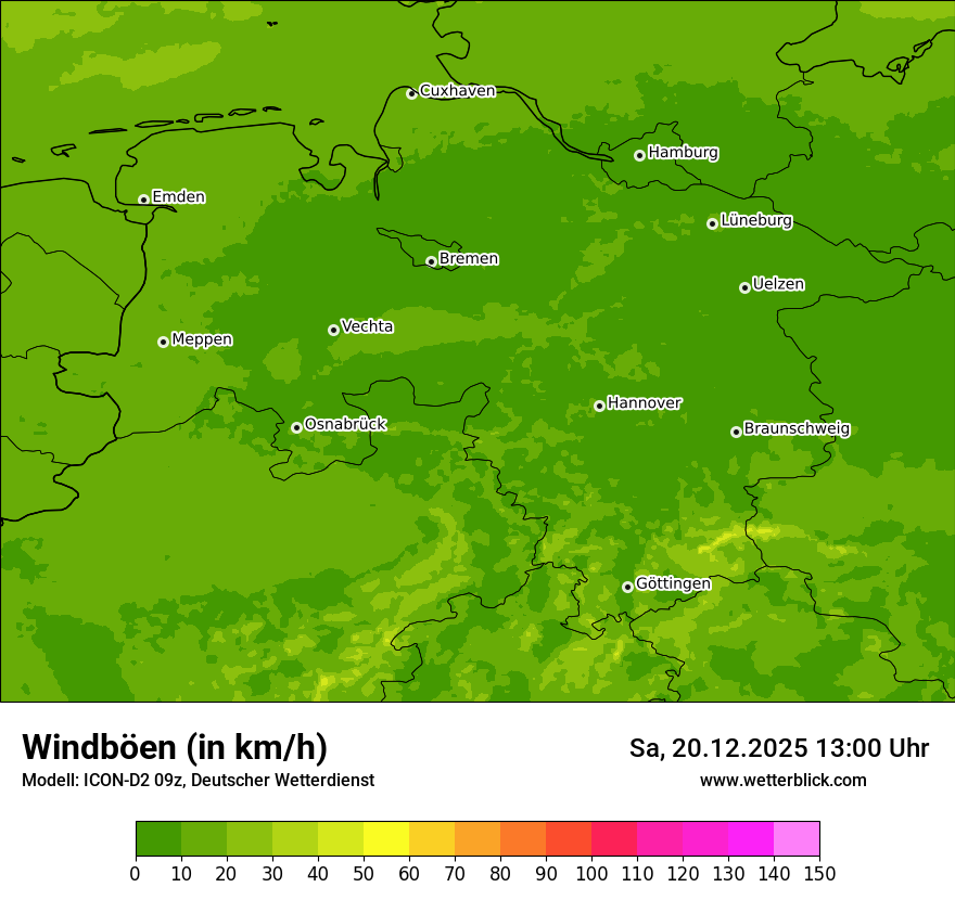 Modellkarten Windgeschwindigkeit
