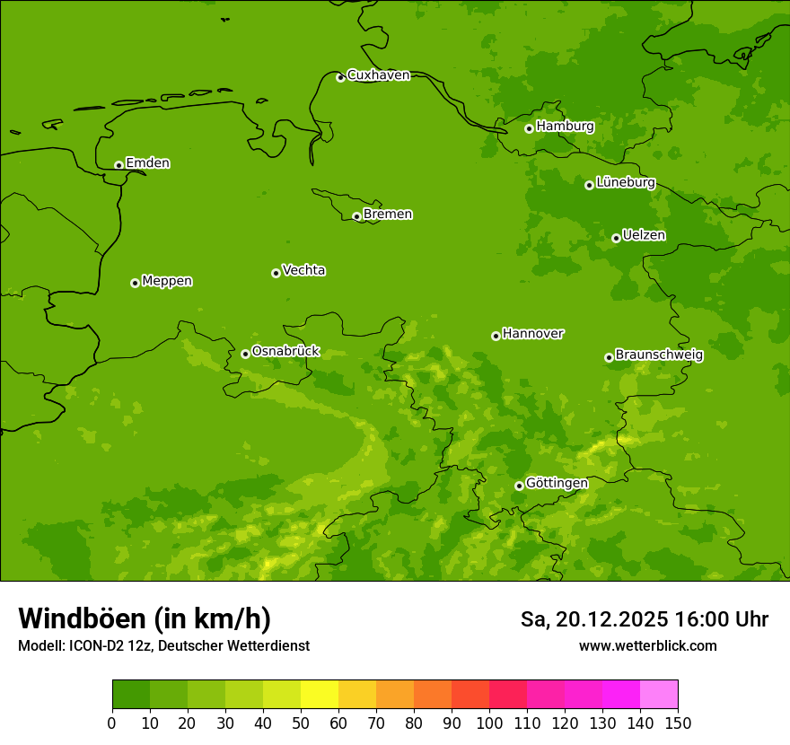 Modellkarten Windgeschwindigkeit