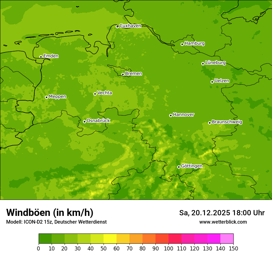 Modellkarten Windgeschwindigkeit