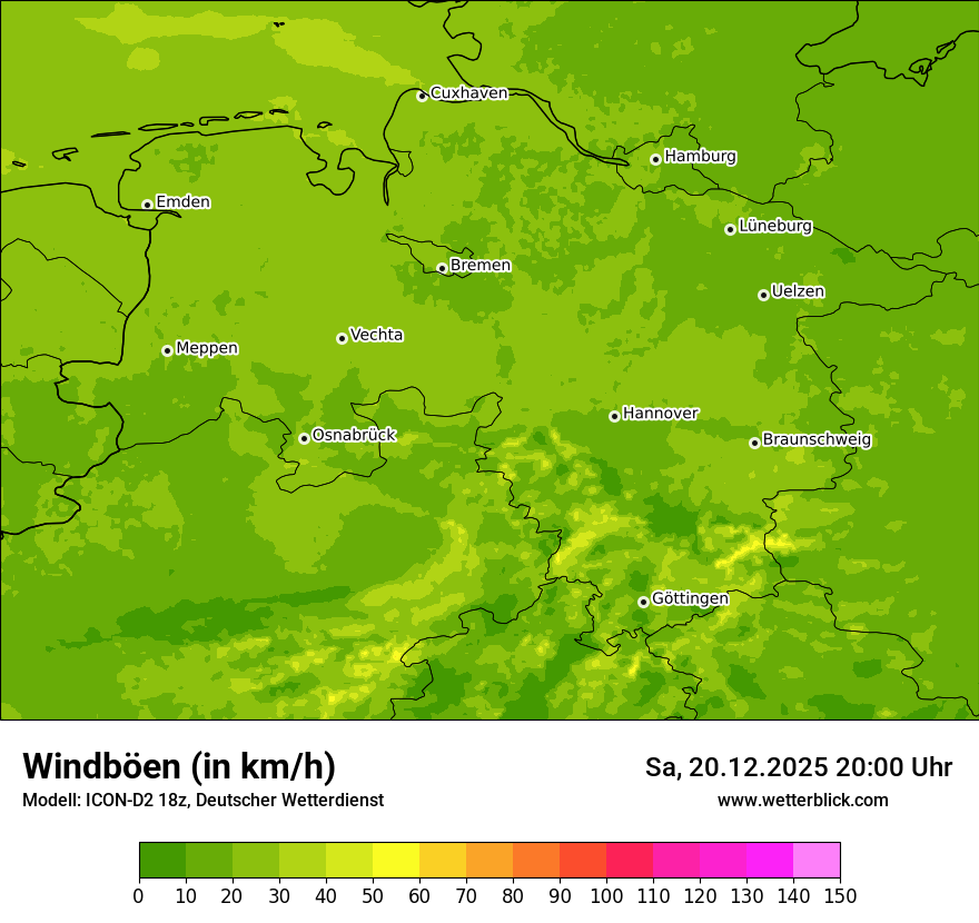 Modellkarten Windgeschwindigkeit