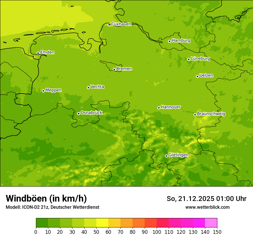 Modellkarten Windgeschwindigkeit