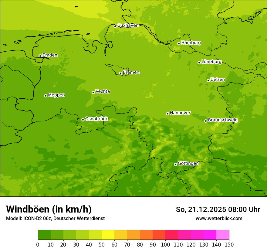 Modellkarten Windgeschwindigkeit