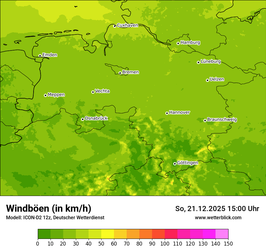 Modellkarten Windgeschwindigkeit