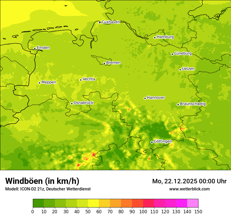 Modellkarten Windgeschwindigkeit
