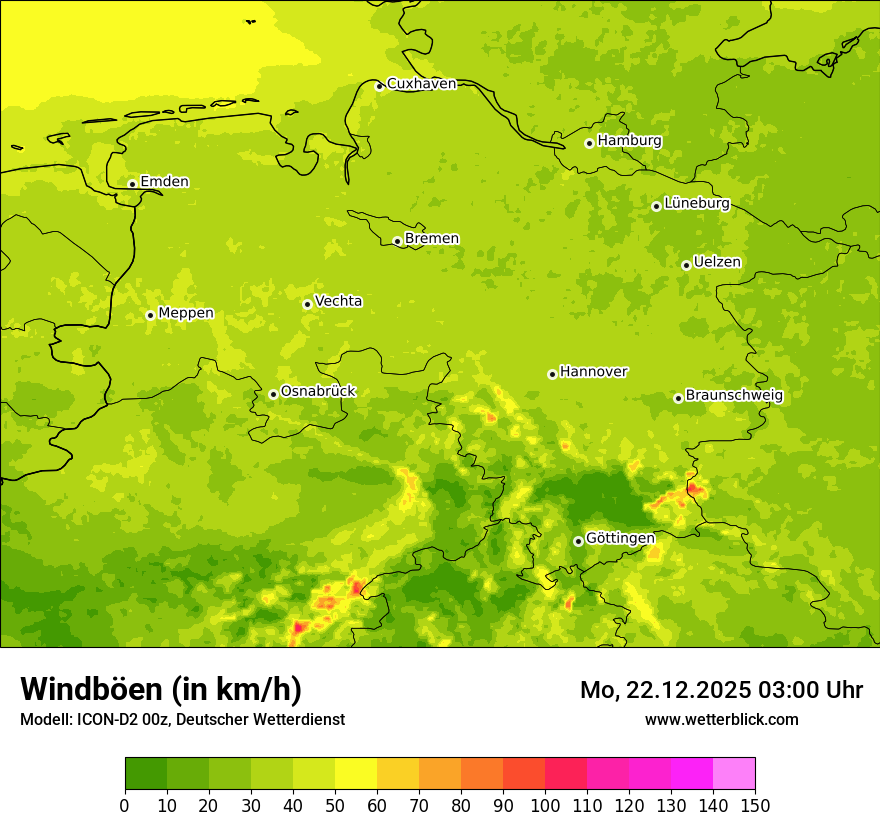 Modellkarten Windgeschwindigkeit
