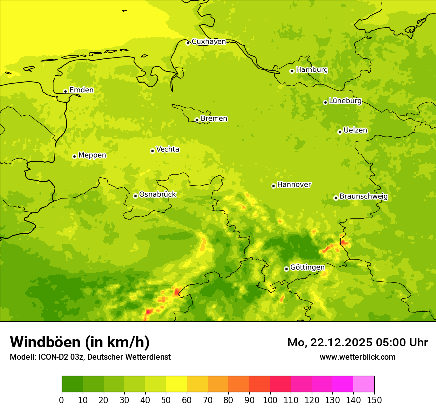 Modellkarten Windgeschwindigkeit