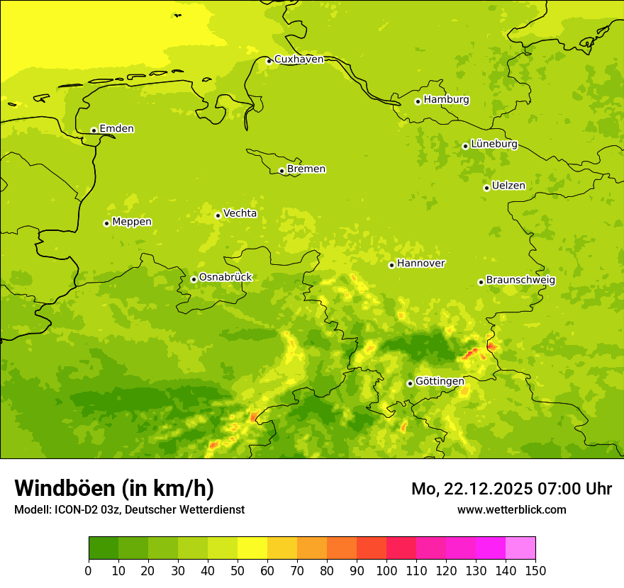 Modellkarten Windgeschwindigkeit