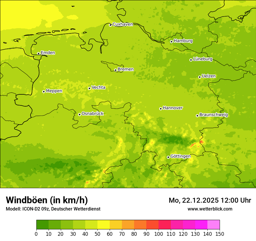 Modellkarten Windgeschwindigkeit