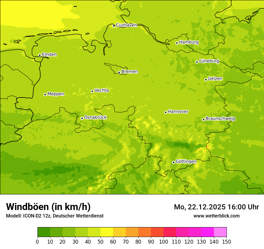 Modellkarten Windgeschwindigkeit