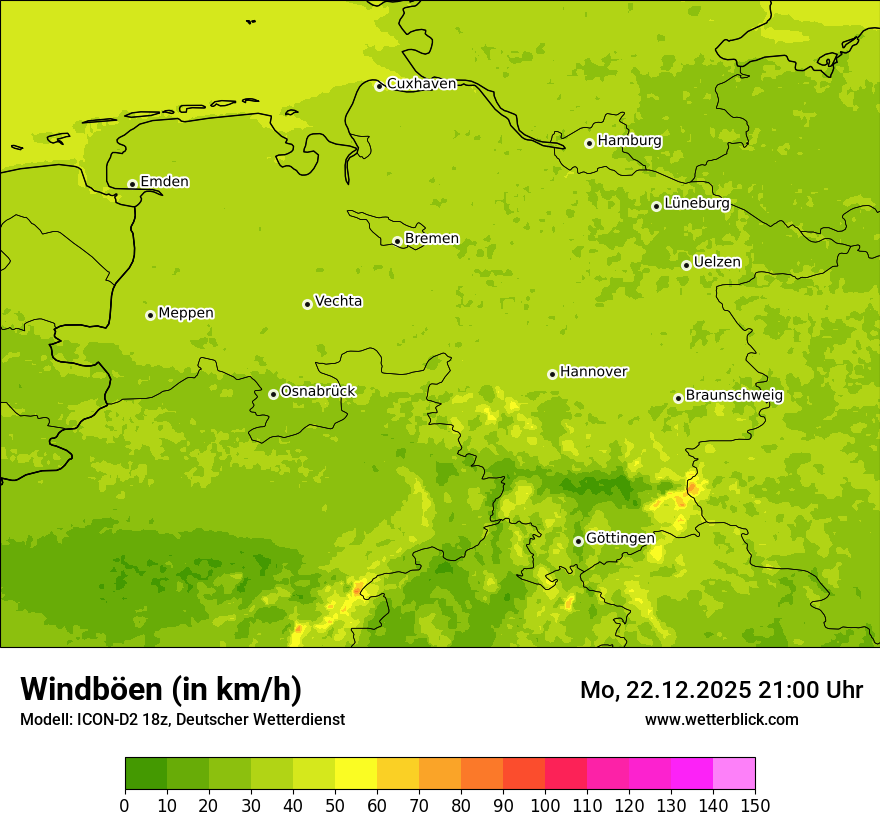 Modellkarten Windgeschwindigkeit