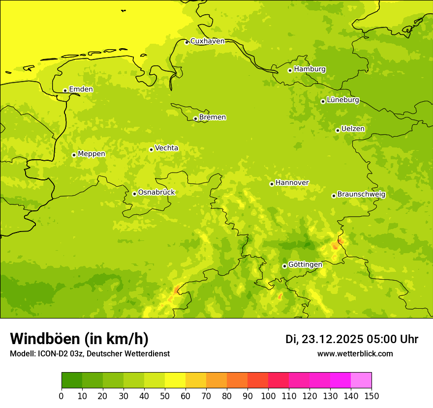 Modellkarten Windgeschwindigkeit