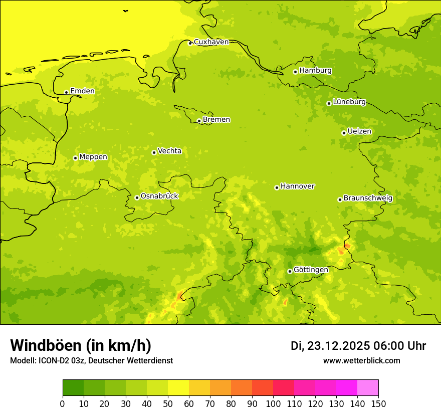 Modellkarten Windgeschwindigkeit