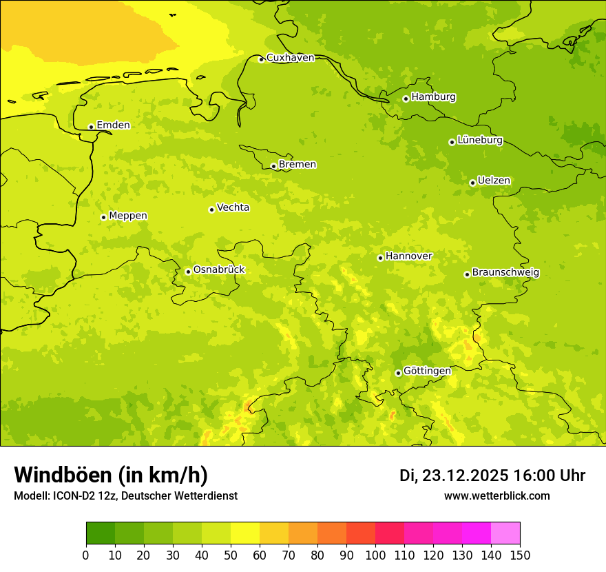 Modellkarten Windgeschwindigkeit
