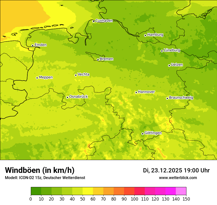 Modellkarten Windgeschwindigkeit