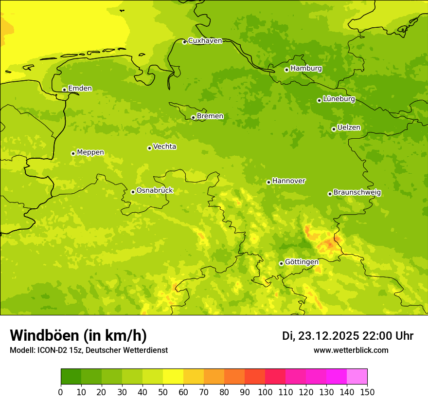 Modellkarten Windgeschwindigkeit