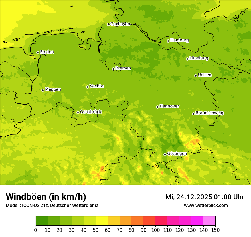 Modellkarten Windgeschwindigkeit