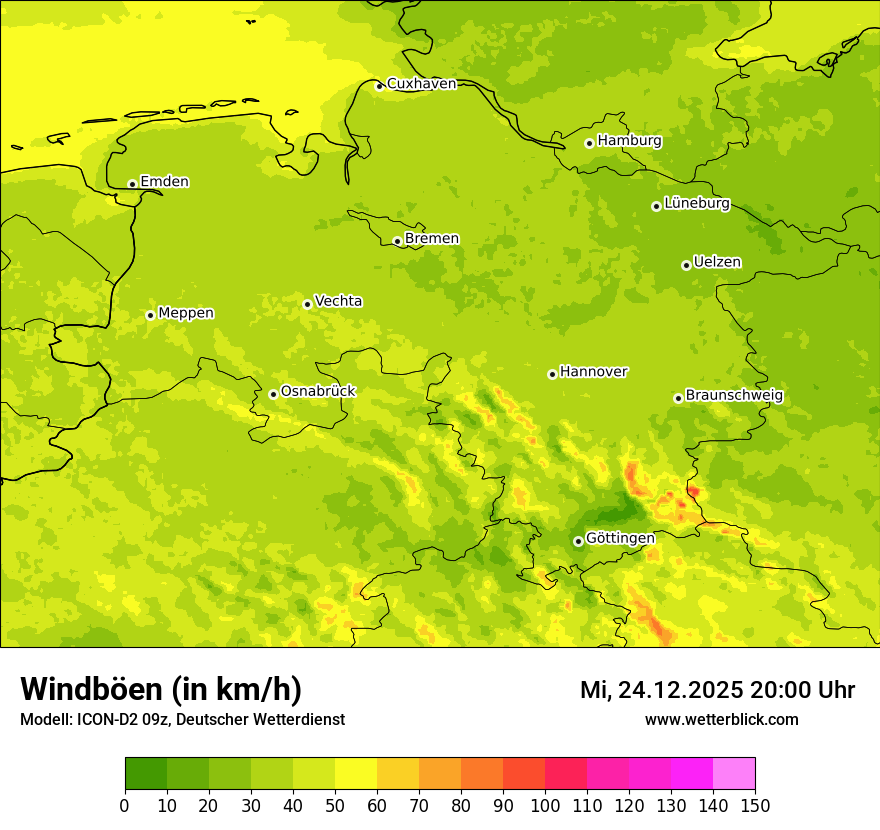 Modellkarten Windgeschwindigkeit