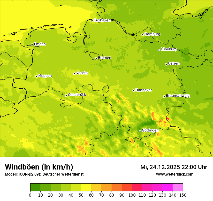 Modellkarten Windgeschwindigkeit