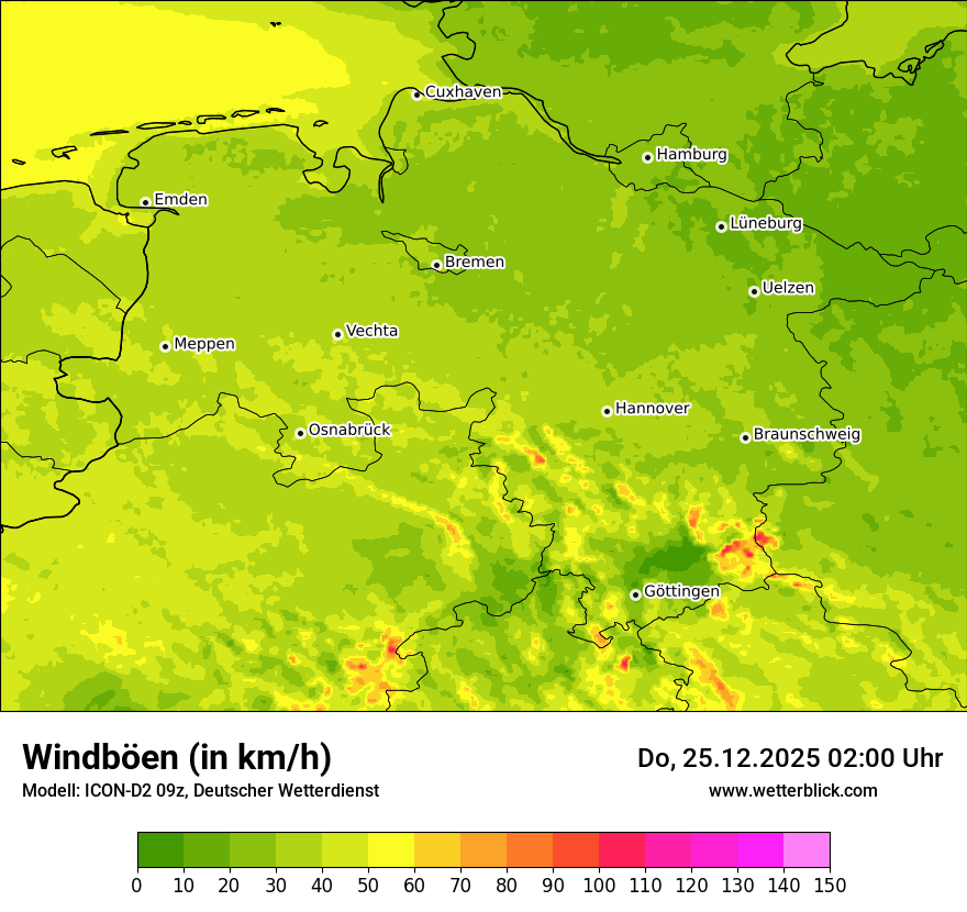 Modellkarten Windgeschwindigkeit