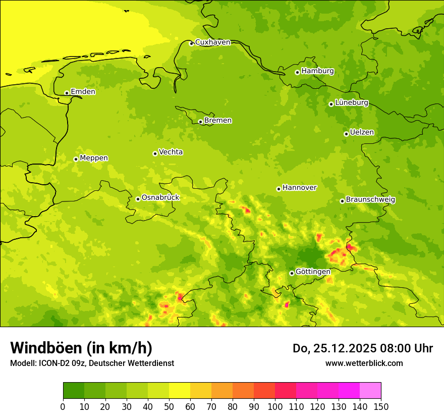 Modellkarten Windgeschwindigkeit