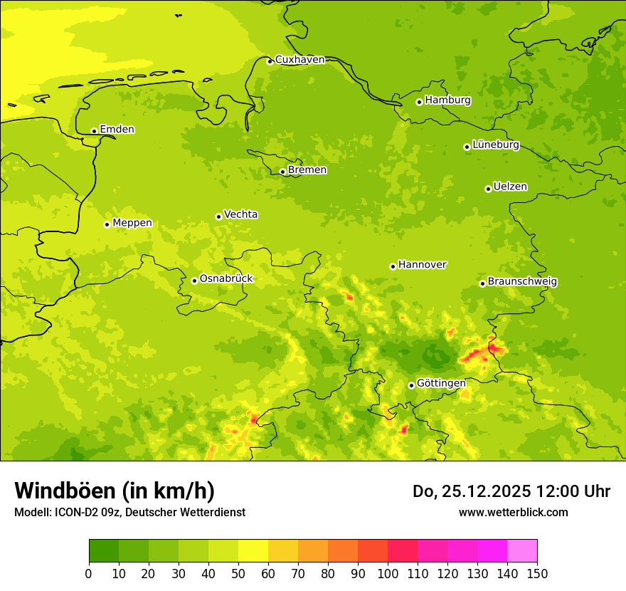Modellkarten Windgeschwindigkeit