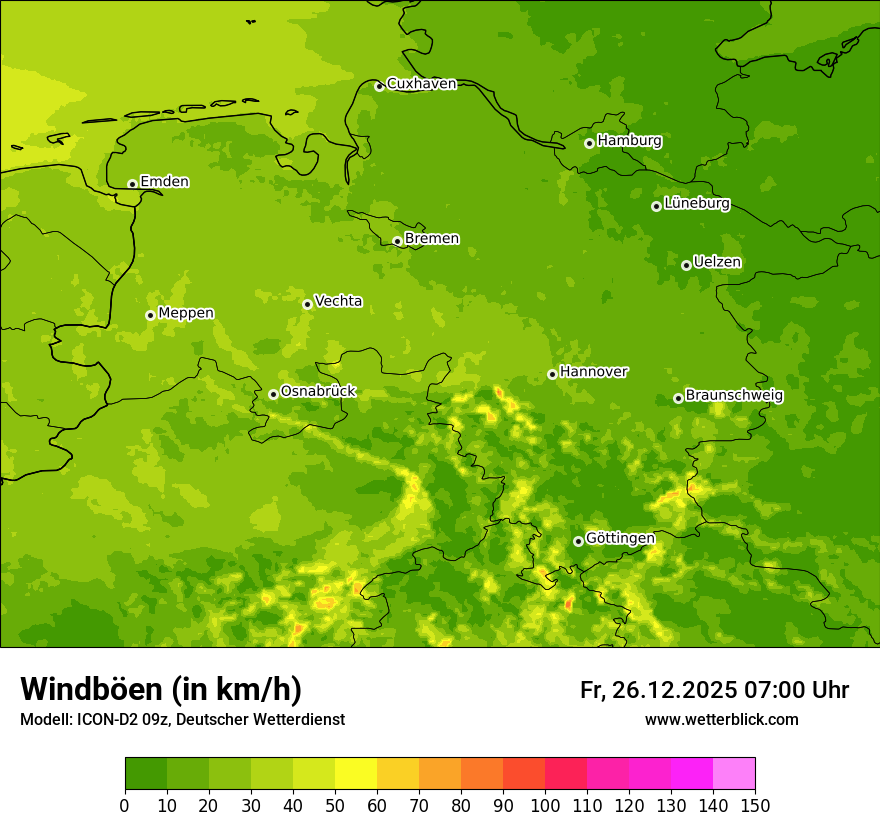 Modellkarten Windgeschwindigkeit