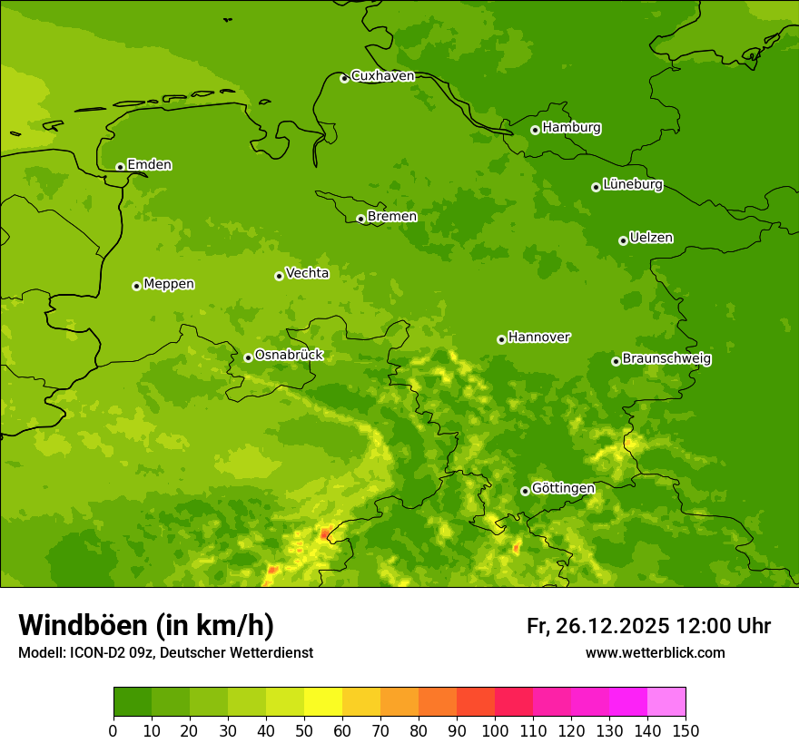 Modellkarten Windgeschwindigkeit