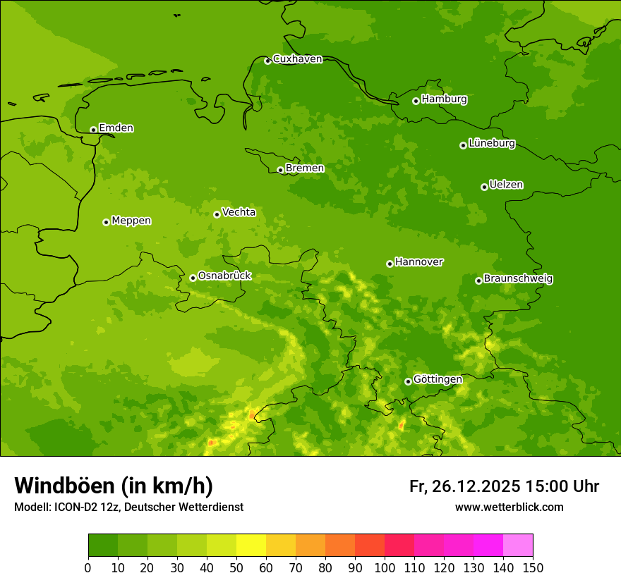Modellkarten Windgeschwindigkeit