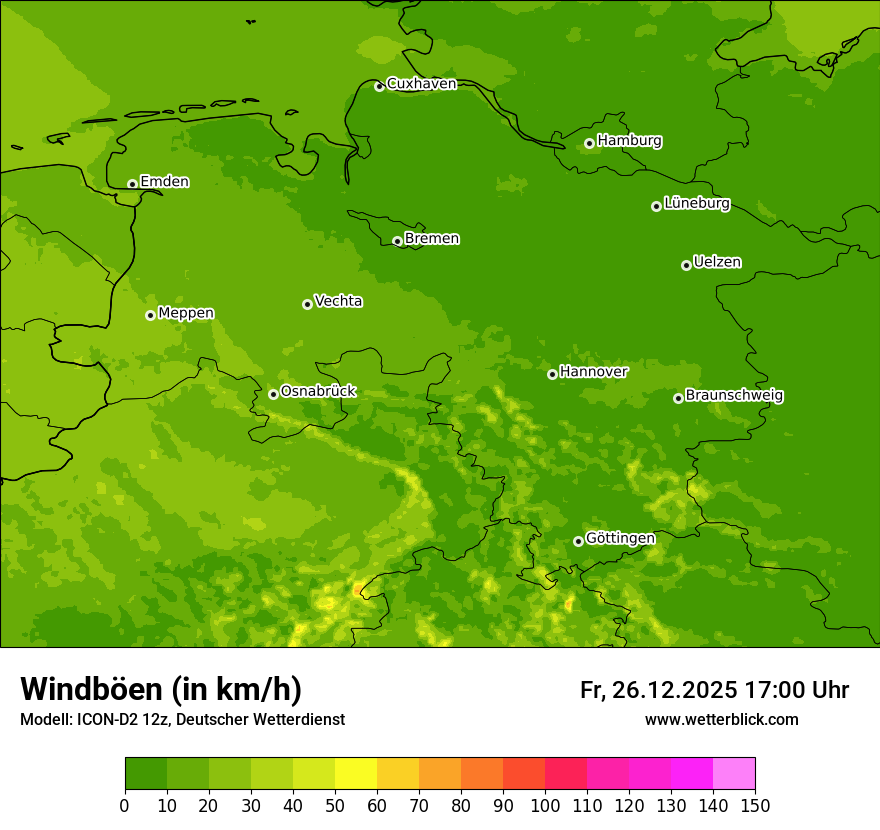 Modellkarten Windgeschwindigkeit