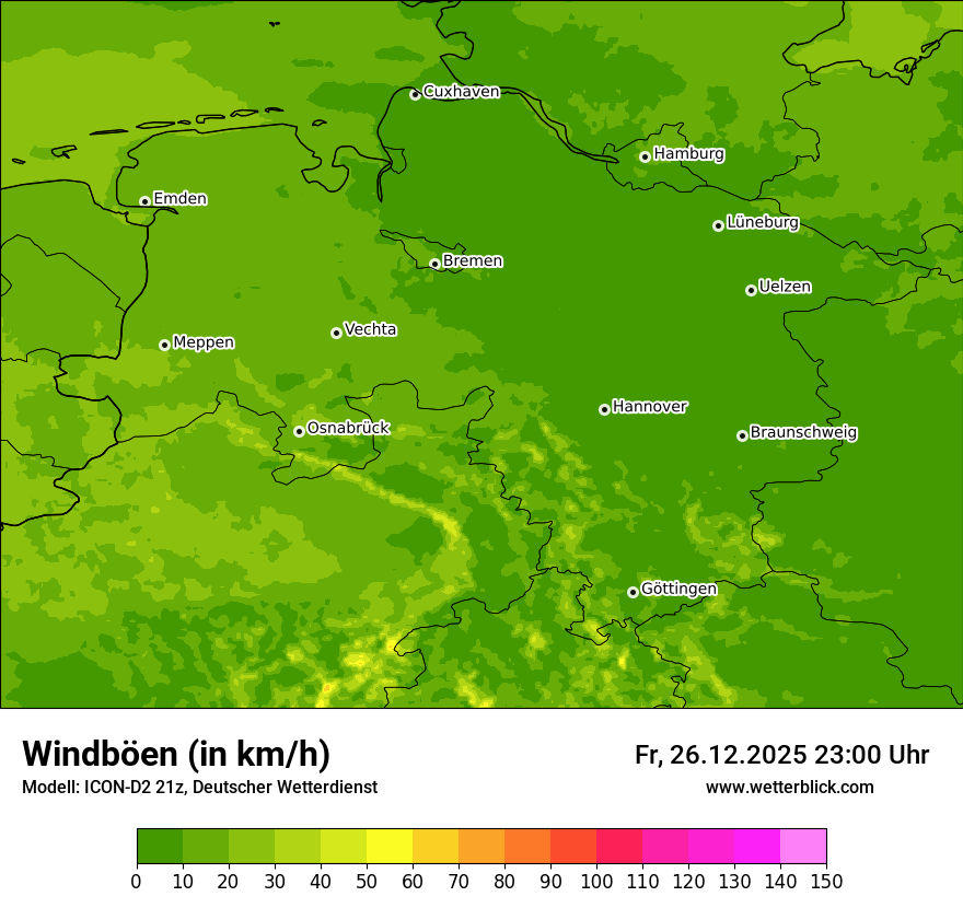 Modellkarten Windgeschwindigkeit