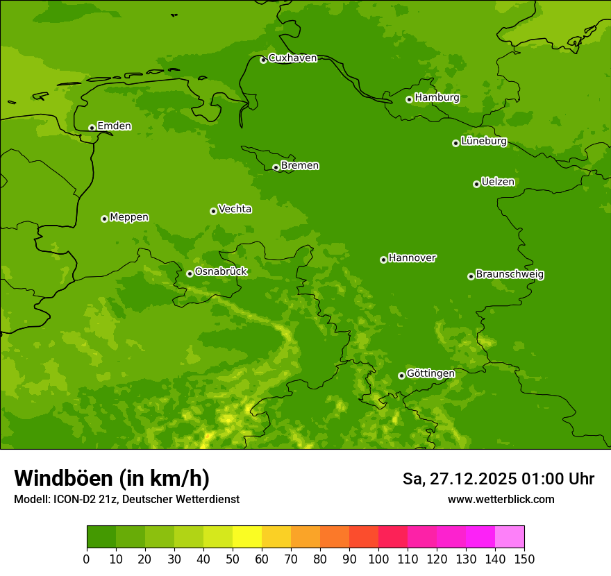 Modellkarten Windgeschwindigkeit