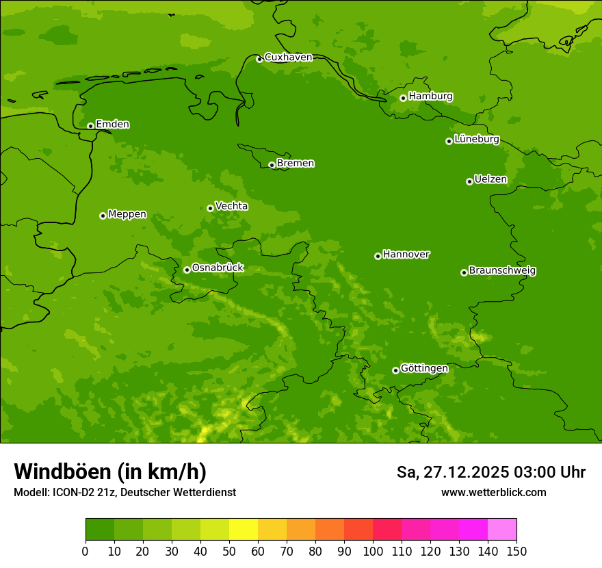 Modellkarten Windgeschwindigkeit