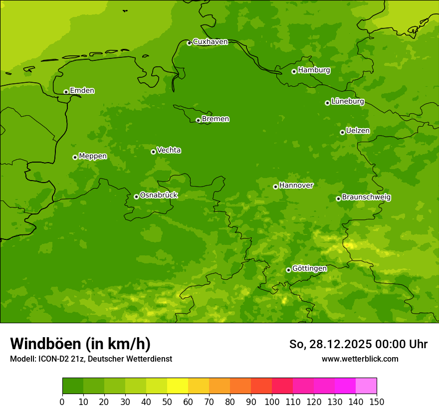 Modellkarten Windgeschwindigkeit