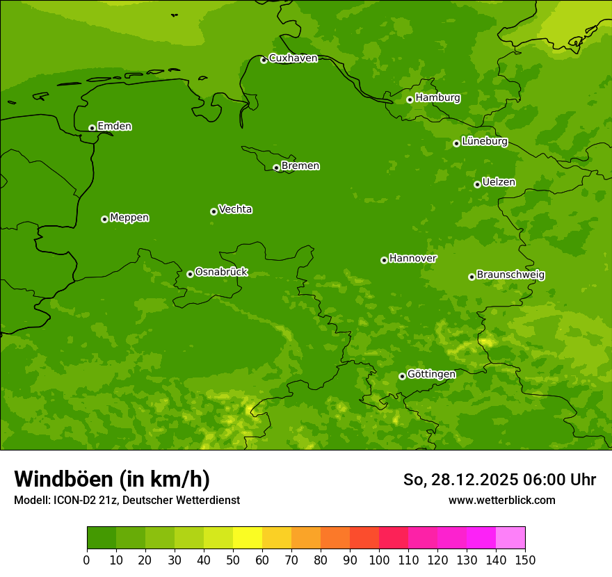 Modellkarten Windgeschwindigkeit