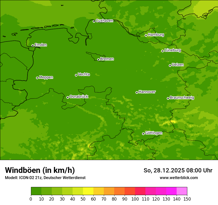 Modellkarten Windgeschwindigkeit