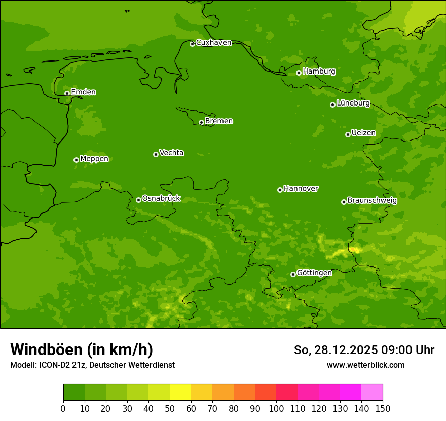 Modellkarten Windgeschwindigkeit