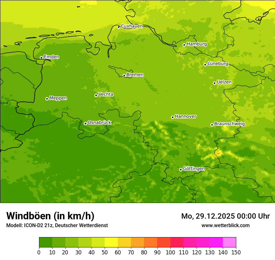 Modellkarten Windgeschwindigkeit